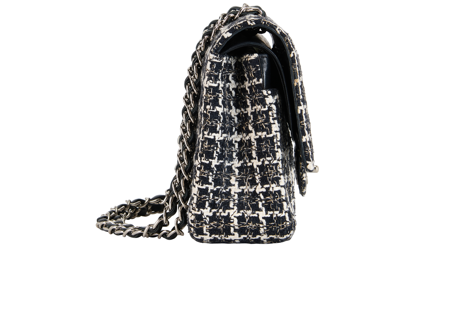 Medium Classic Double Flap, &pound;3,900, Handbags, Black/White, Tweed, Side view